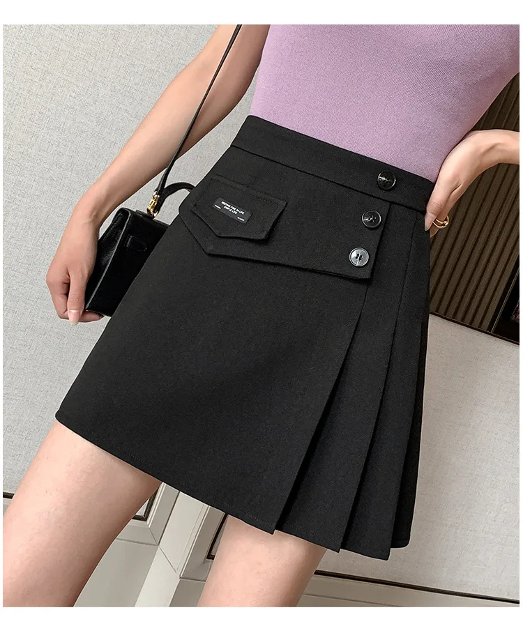 midi skirt Women Skirt Black High-Waist A-Line Irregular Short Skirts Miss 2022 Summer Korean Style All-Match Casual Commuter Skirts midi skirt