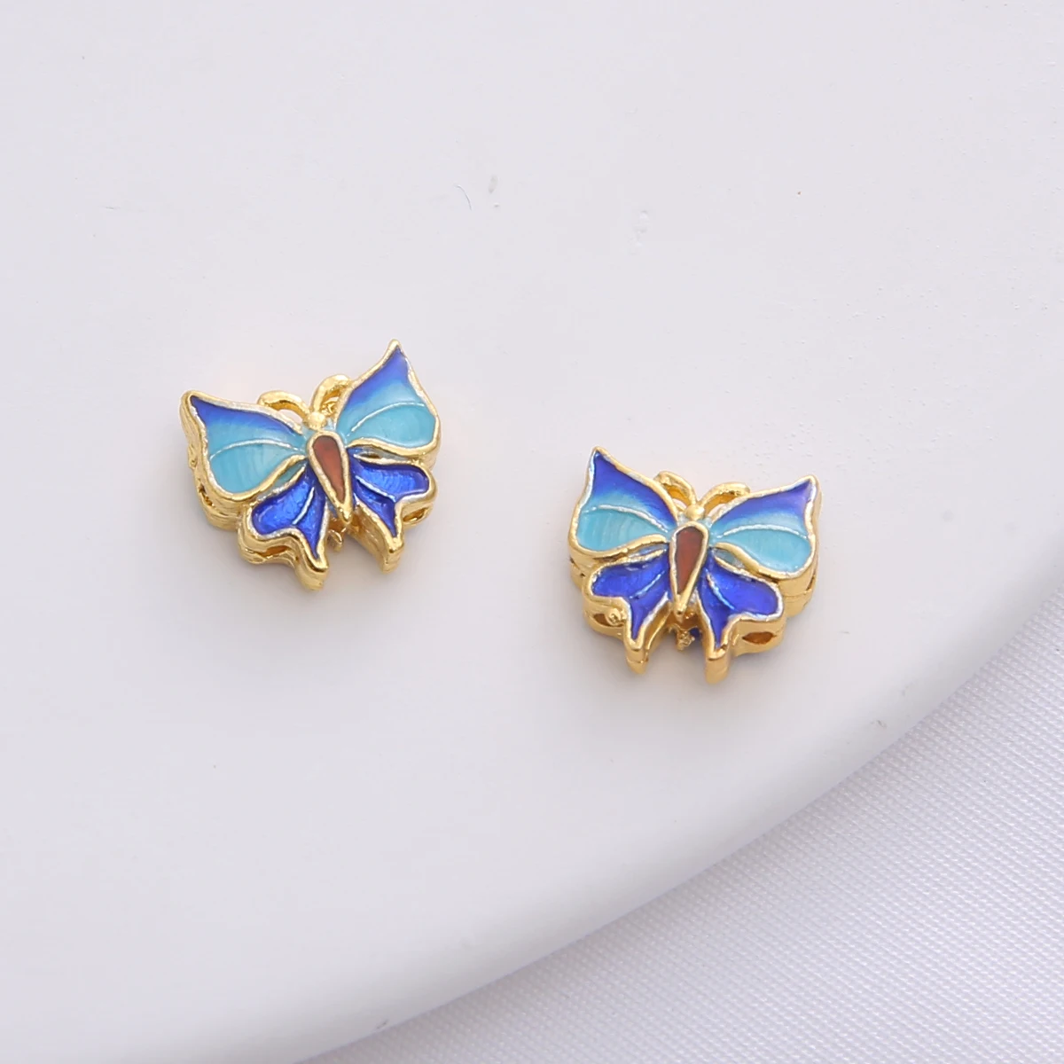 1 Stück Kupfer 18K Gold Blau Lose Spacer Perlen Runde Blumenperlen Charms für Armband Halskette Ohrring DIY Schmuckherstellung Handwerk – Detail 13