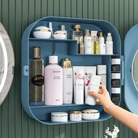 Wall-mounted Makeup Organizer Large Capacity Cosmetics Lipstick Skincare Containers Without Punching Hanging Make up Storage Box 1