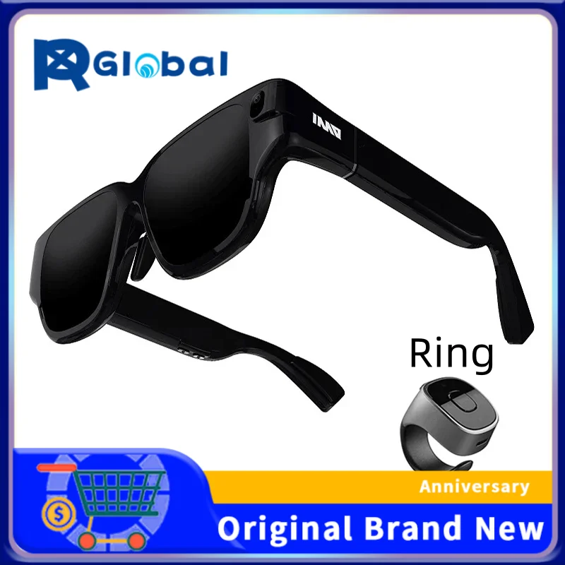 Inmo Ar Smart Glasses Con Anello Di Controllo One Camera Touch Pieghevole Lente Trasparente 3D Shooting Video Screen Translation