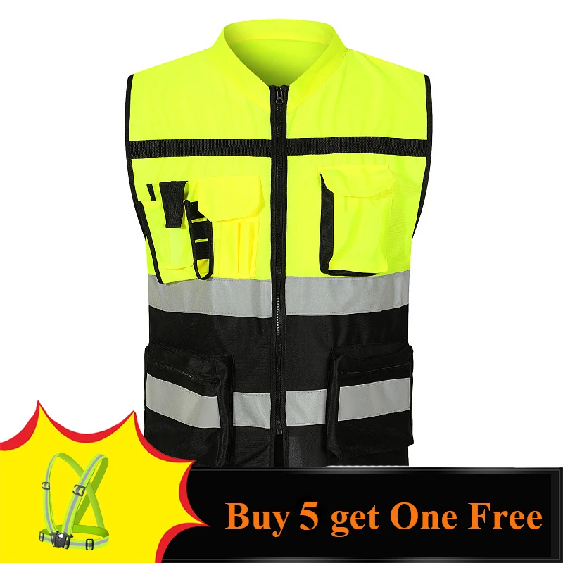 Outdoor Work Reflective Safety Jacket Sports Motorcycle Riding Running Fishing Vest Sanitation Patrol High Visibility Men Women