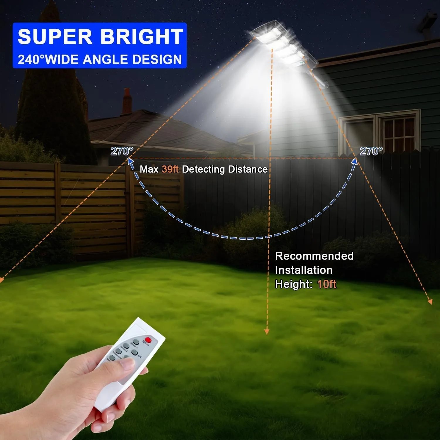 Description Picture 3 of item250W Powerful Solar Lights 240LED Outdoor Sunlight Charge Motion Sensor Waterproof Solar Street Light Garden Led Solar Spotlight