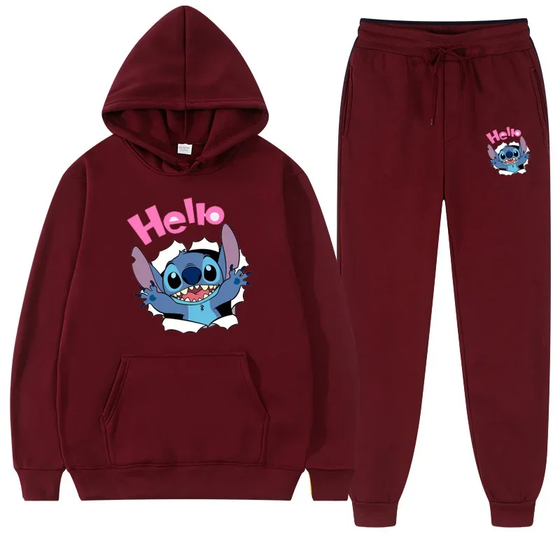 thumbnail image 1 of Disney-Sudadera con capucha de Hello Stitch para hombre y mujer, conjunto de ropa deportiva de ocio, de película de Lilo, para otoño e invierno, 2024, 1 of 5