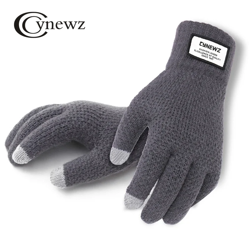 Winter Men Knitted Gloves Touch Screen Thicken Warm Wool Cashmere