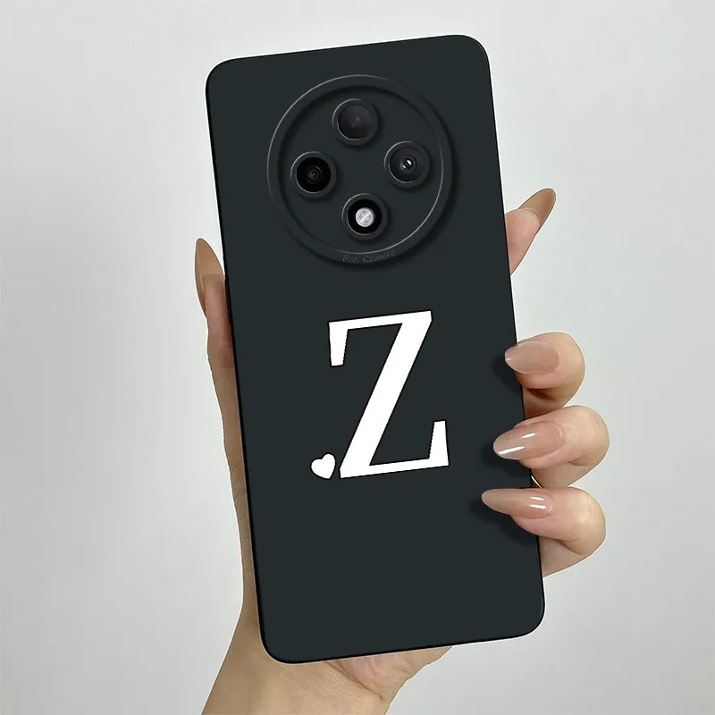 Cute Initial Letters Square Silicone Matte Shockproof Back Cover