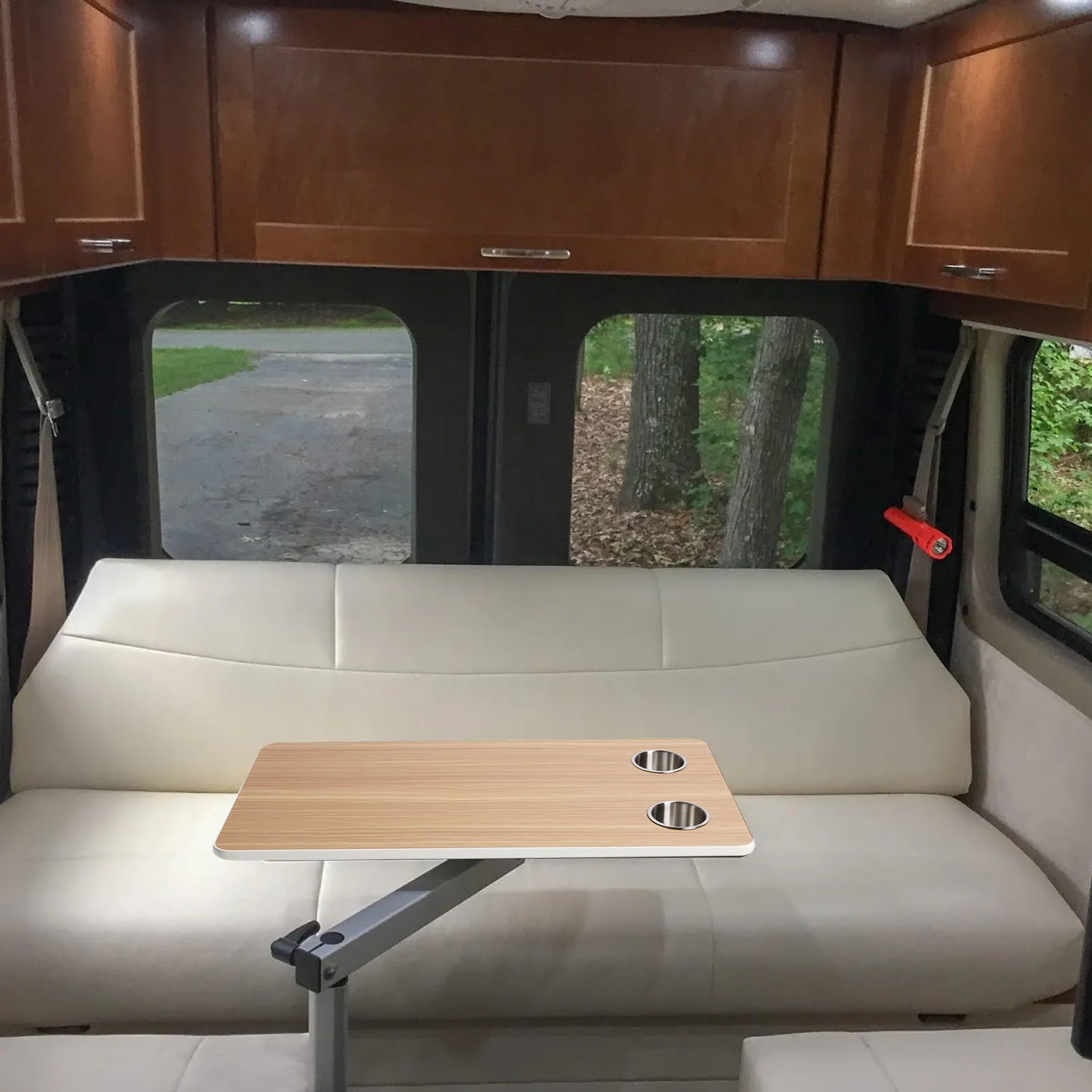 Rectangular RV Table Top with 2 Cup Holders Metal Sealed Edges Marine Table Top 31.49x15.74in for Trailer Motorhome Yacht Deck