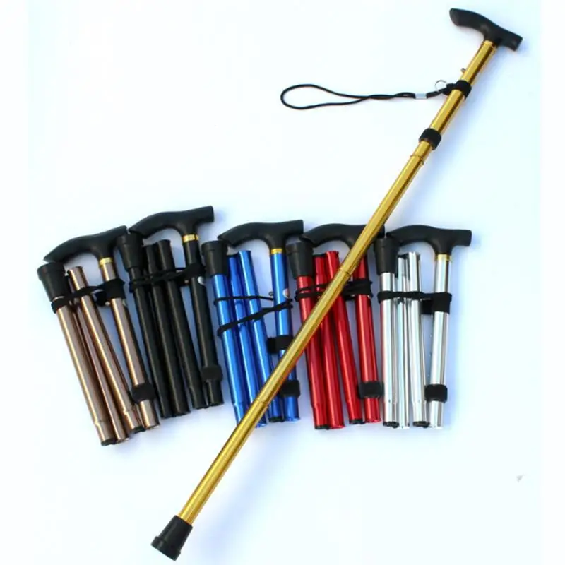 Multifunction Walking Stick Trekking Poles Telescopic Fold Crutches Hiking Stick Crutch Elderly Metal Stick Walking Cane Outdoor 5