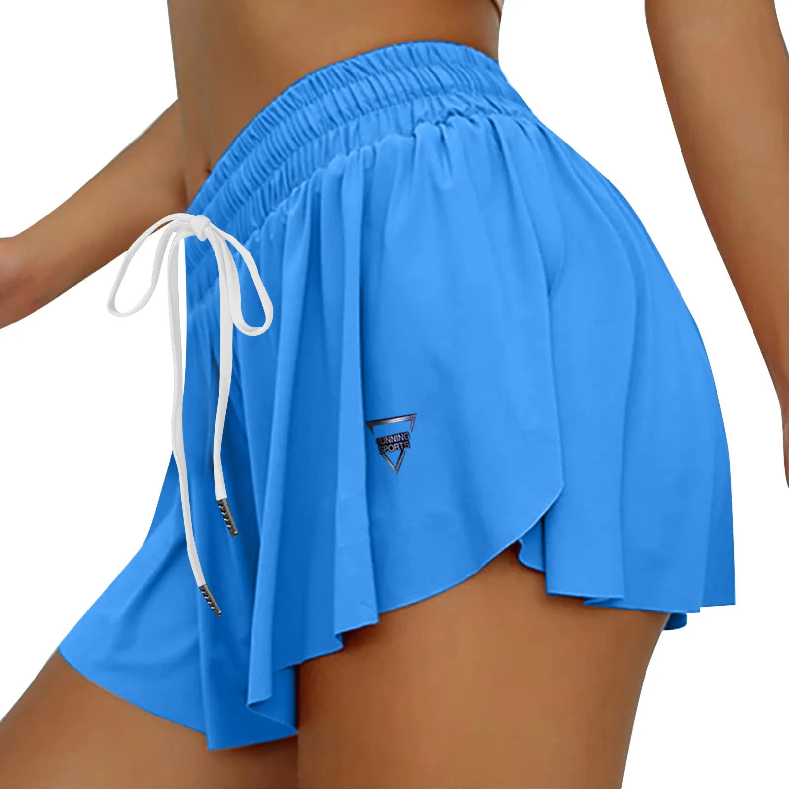 High Waist Sport Shorts Women Summer Loose Elastic Ruffle Running