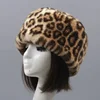 Faux Fur Hats for Women Fluffy Russian Hat Winter Cap Ears Warm Female Beanies Solid Color Leopard Print Bonnets 1