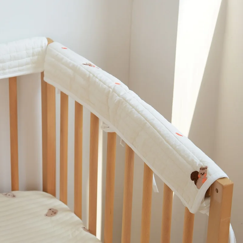Bed Anti Collision Bar Beige fence soft bag anti-collision bar bed jacket soft anti-bite protection bar