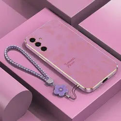 Elegant Red Flower Bracelet Plating Phone Case Cover - Galaxy A21S (Purple)
