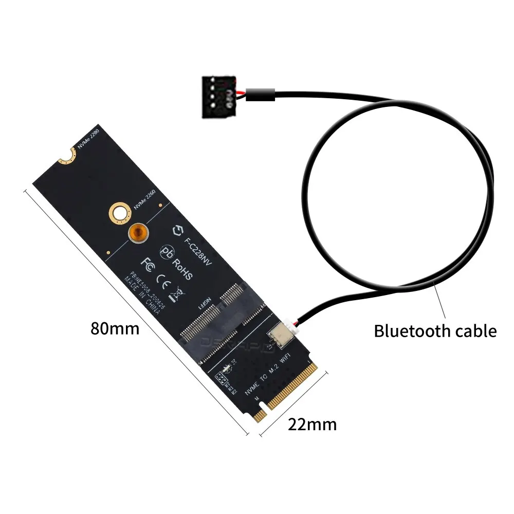 NGFF M.2 A+E Key To NVMe PCI Express SSD Port Converter Adapter F