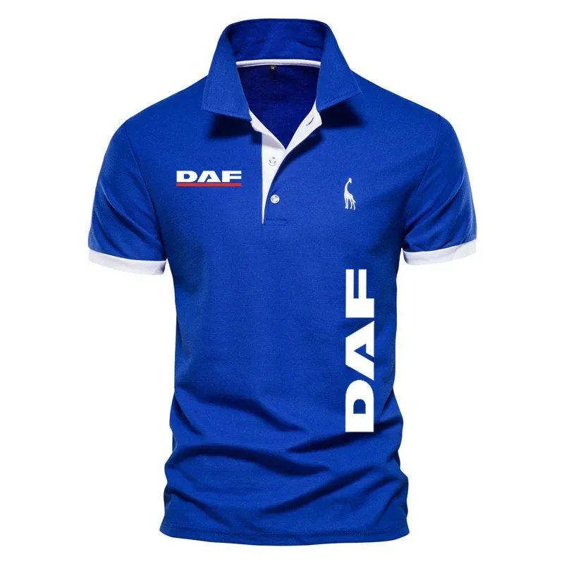 

Роскошная мужская рубашка для гольфа из 100% хлопка с принтом грузовика DAF, футболка оверсайз, Высококачественная деловая повседневная мужская рубашка, летняя мужская одежда