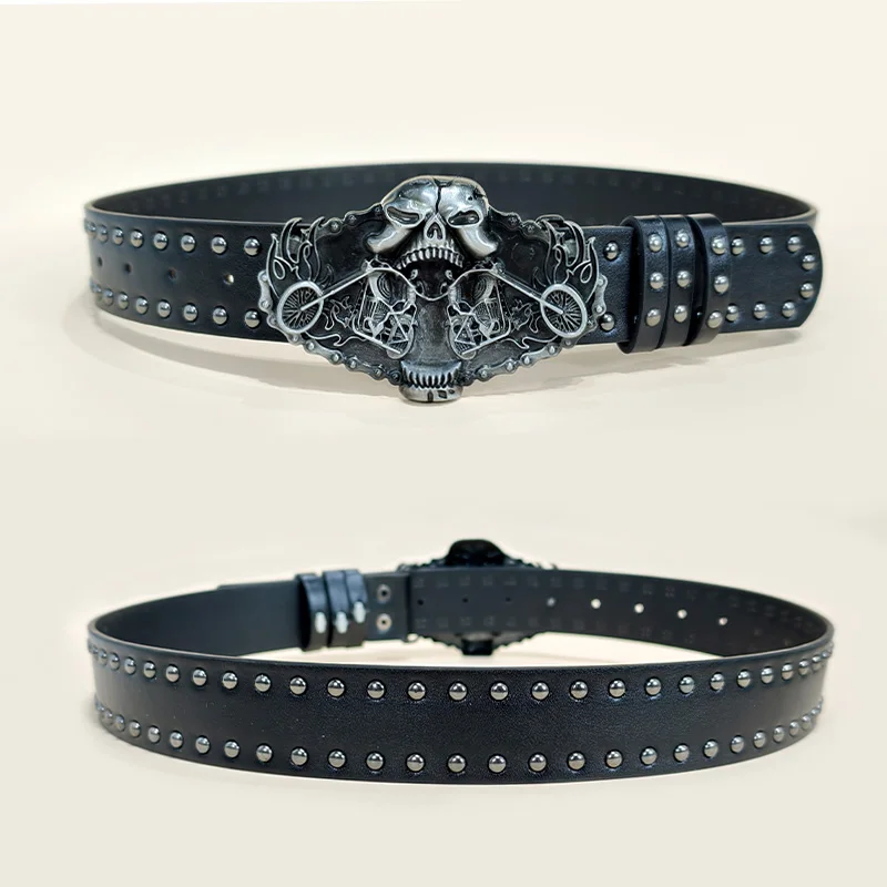 16.8 Grim Reaper Pu Leder Gürtel Für Männer und Frauen Western Cowboy Vintage Plus Größe Kreuz Jeans Gürtel Männliche Gothic Zubehör Y2K – Detail 1
