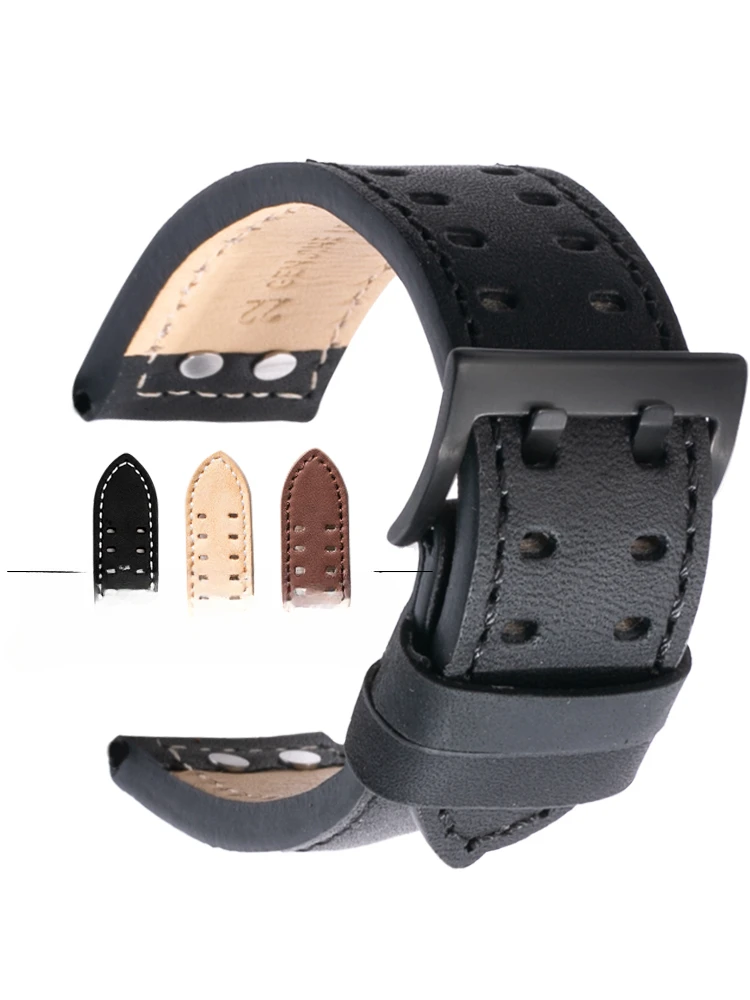 Cinturino Da Uomo In Vera Pelle Impermeabile Morbido Per Hamilton Khaki Aviation Giant Lung Jazz Eternal 20 22Mm Accessori