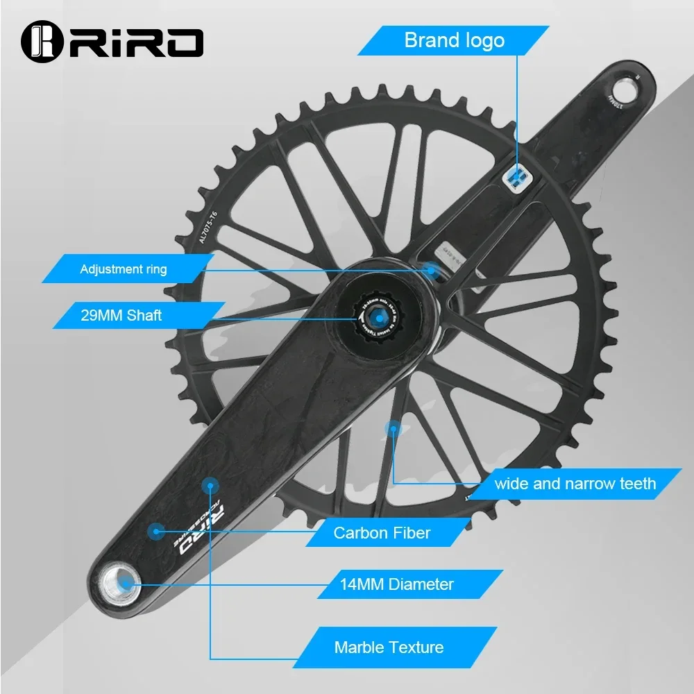 RIRO 165mm 170mm 172.5 carbon crankset for road bike carbon Fiber