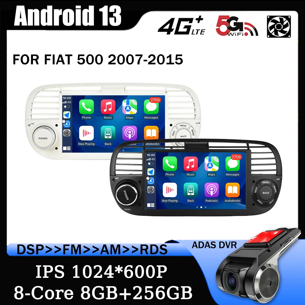 7 ''Android 13 Car Multimedia Player Per Fiat 500 2007-2015 Gps Carplay Auto Radio Rds Dsp Stereo Video Audio Head Unit Bt