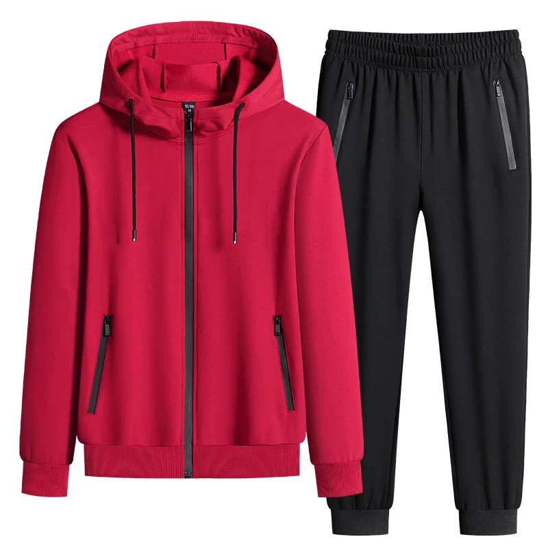 thumbnail image 1 of WINSTAND Conjuntos de ropa deportiva de talla grande para hombre, nueva ropa de primavera y otoño, traje de pantalones con capucha para hombre, sudadera + pantalones deportivos de 2 piezas 8XL, 1 of 5
