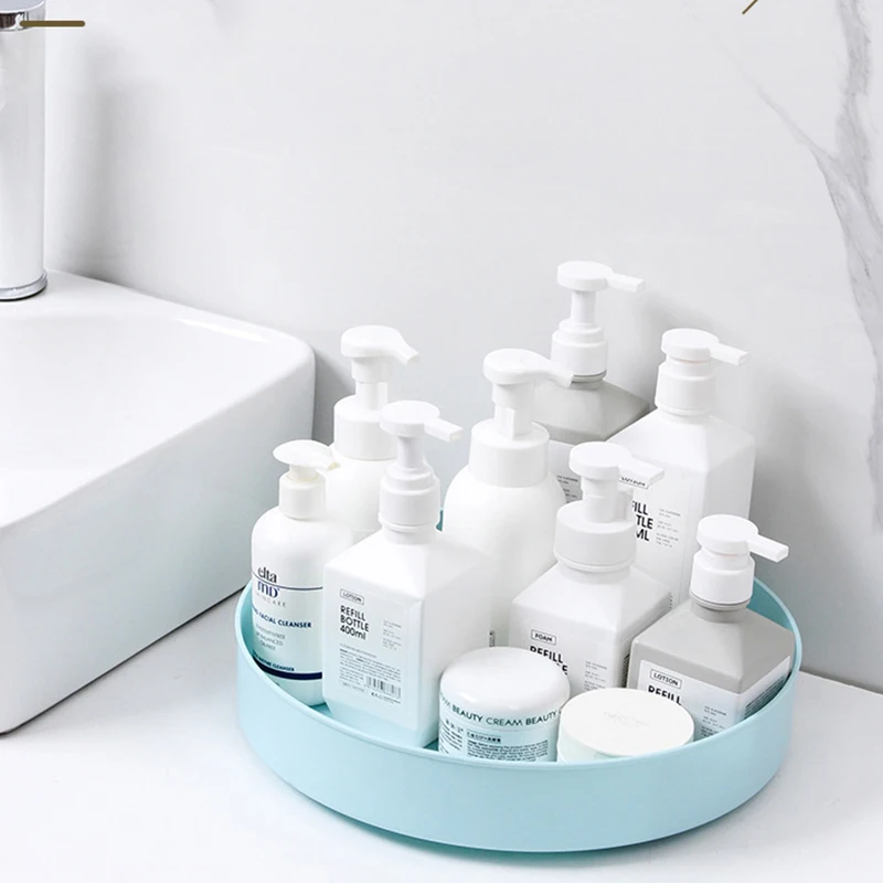 Japanese Kitchen Spice Rack 360 Degree Rotating Countertop Storage Tray Bathroom Cosmetic Organizer 3Colors