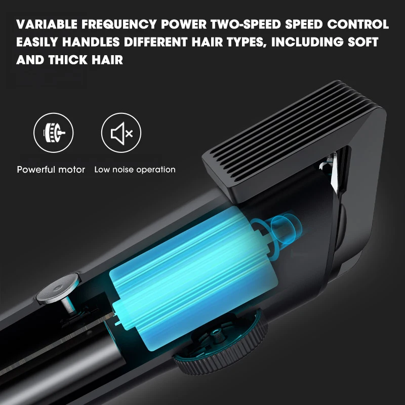 RESUXI New Professional Men's Hair Clipper LCD Digital Display Waterproof Electric Hair Trimmer Head Adjustable Electric Pusher