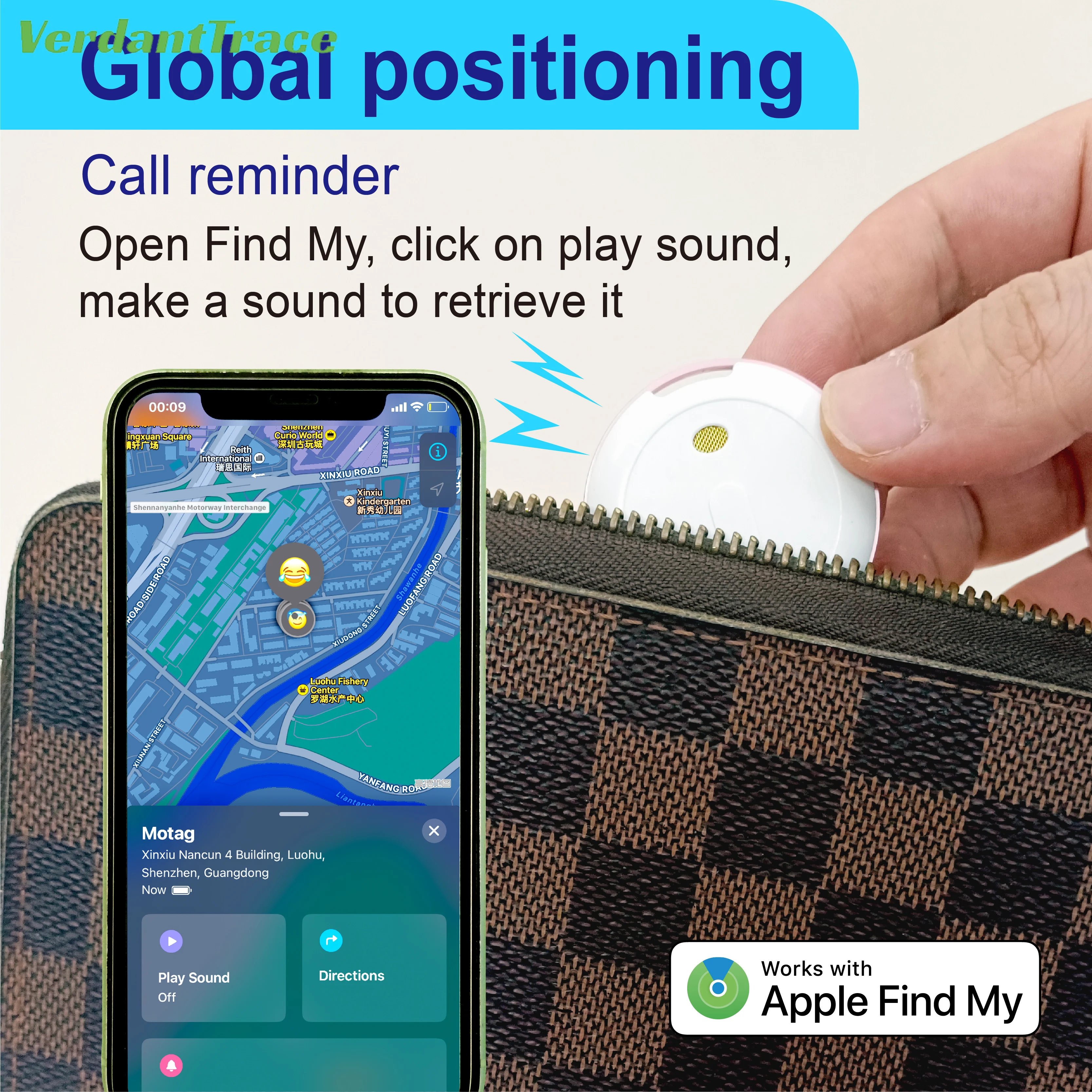 Find My Tag Mini Bluetooth GPS Tracker Anti Lose Reminder Device Key Finder Pet Dog Kid Bag Wallet Car Locator Smart IOS Android