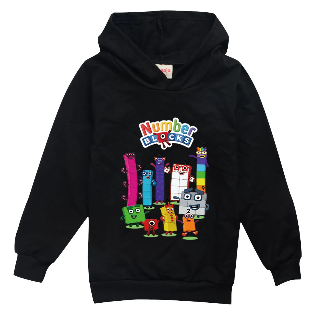 

Number Blocks Kids Fashion T Shirt Boys Girl Long Sleeve Hooded Thin T-Shirt 2-13T Children Anime Cartoon Print Clothes Tshirts