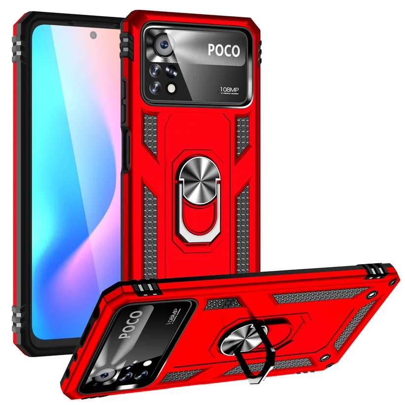 Enhanced Armor Shockproof Silicone Hybrid Case with Metal Ring