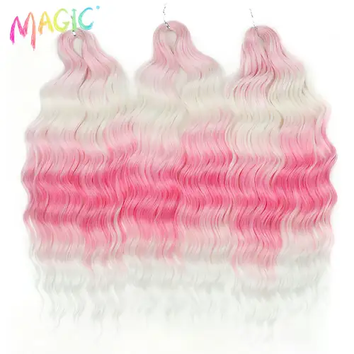 Anna Synthetic Hair 24 Inch Water Wave Braiding Hair Extensions Ombre Blonde Deep Wave Afro Curl Twist Crochet Hair for Women - Image 25