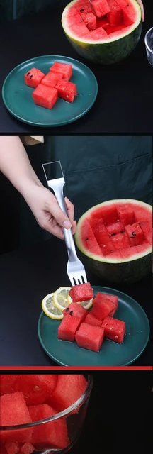 Forchetta Taglia Anguria 2 In 1 - Affettatrice E Forchetta In Acciaio Inox - Foto 2