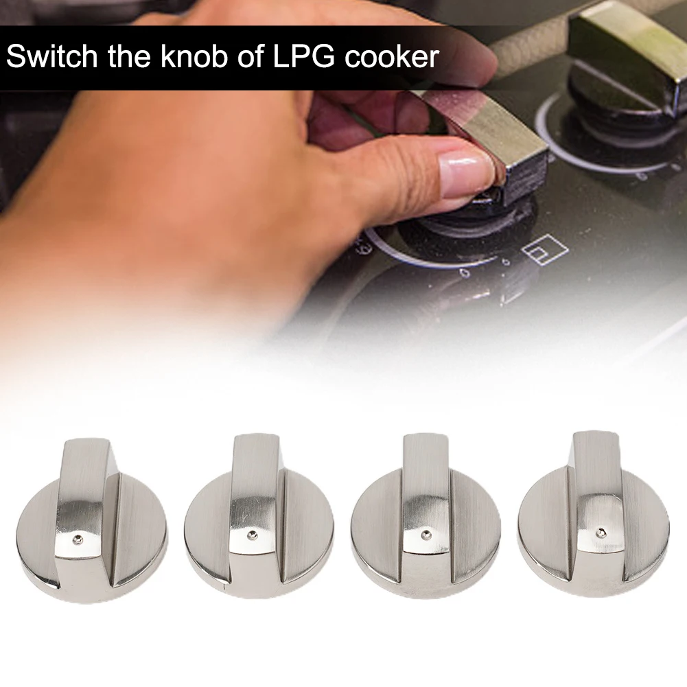 4Pcs Kitchen  Gas Stove Knobs Cooker  Oven Hob Control   Knobs Switch 6mm Silver Electric Cooker Oven Hob Control Switch Parts