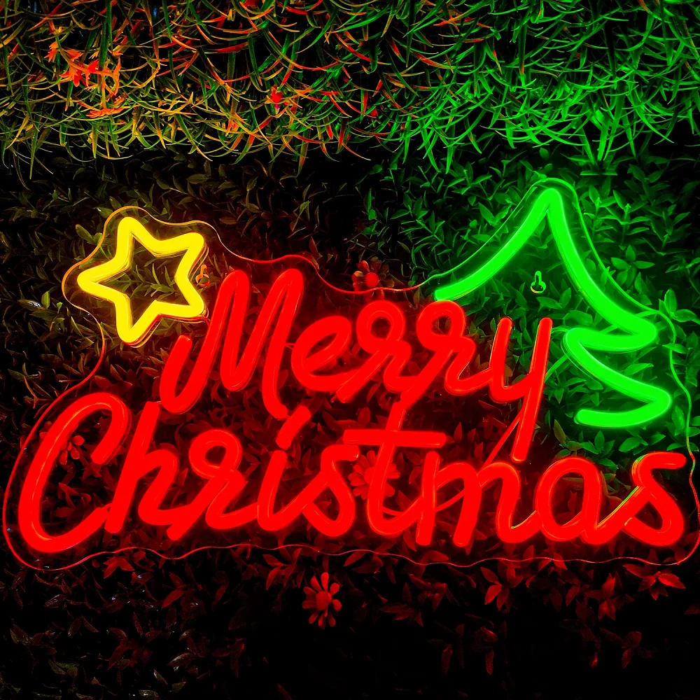 Merry Christmas Neon Signs - Christmas LED Lighted Signs for Home, Bedroom, Party, Bar, Dimmable Lamp