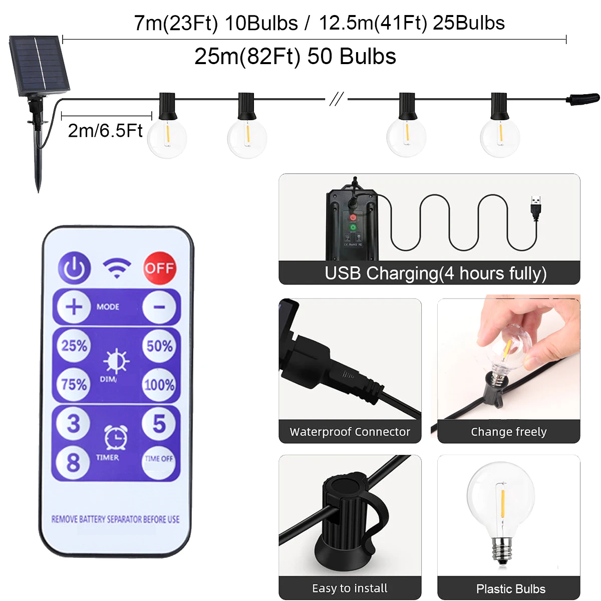 야외 공간을 화려하게 장식하는 태양열 LED 글로브 전구