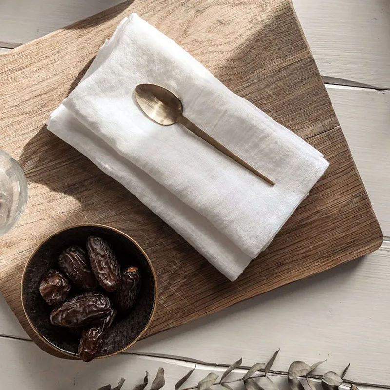 6Pcs 40x40cm Beige and White Napkin Table Decoration Napkins For Everyday Use