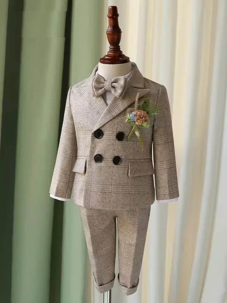 Wedding Baby Tweed Blazer Boys Blue Tartan Check Soft Tweed Piece