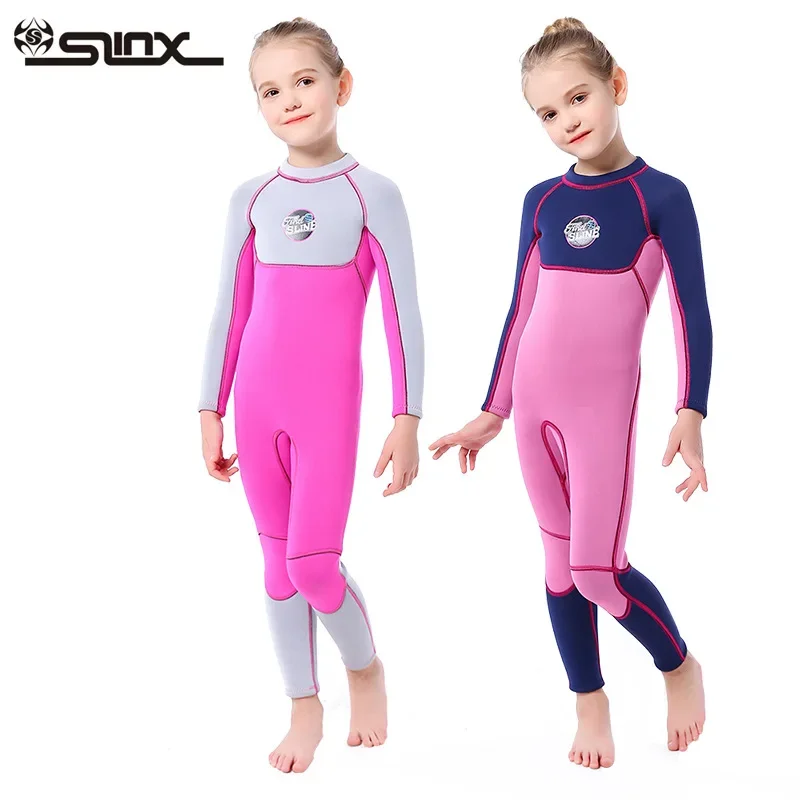 3MM Neoprene Wetsuit for Girls Diving Suit Thick Cold-proof Sun-proof Clothes One-piece Set Children Surfing Snorkeling Swimwear 3