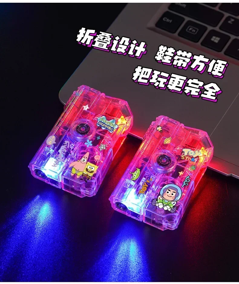 2025 New Creative Luminous Transparent Gyroscope Lighter 2-in-1 Folding Rotating Decompression Windproof Lighter Men's Gift