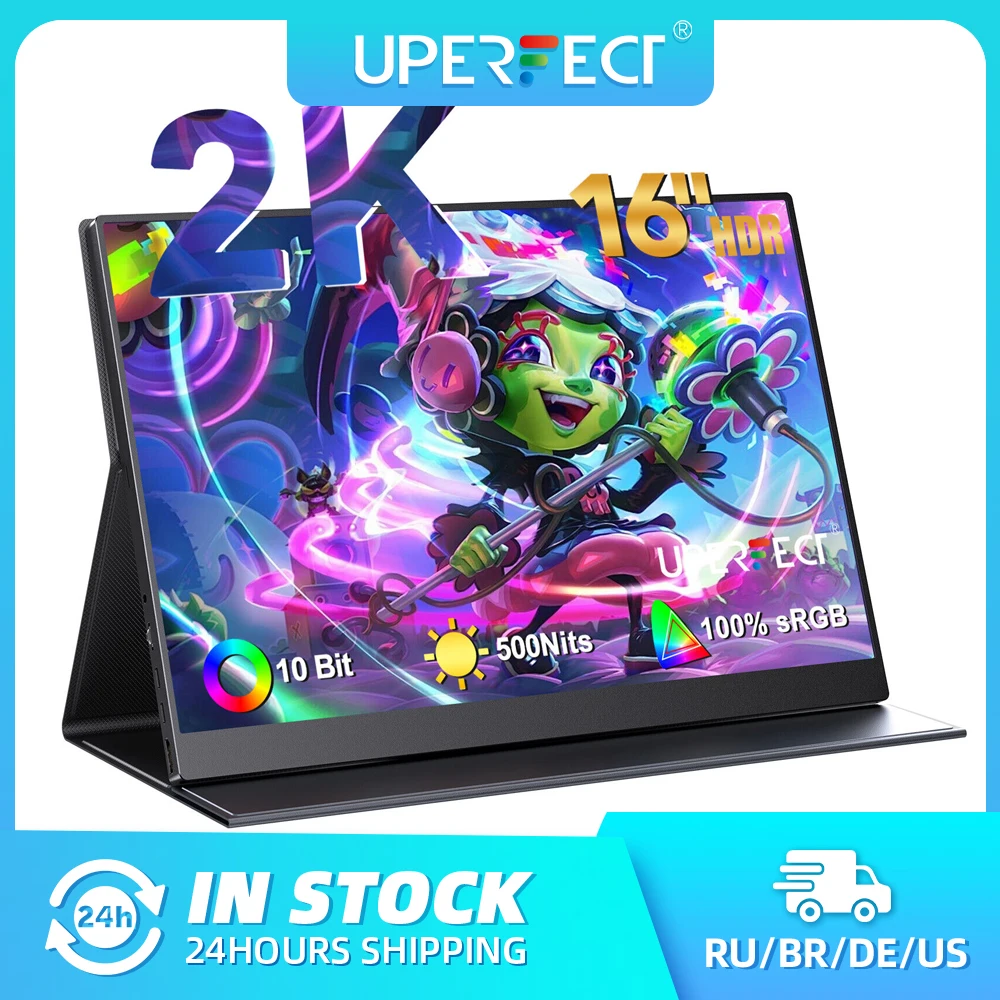 ИДЕАЛЬНЫЙ портативный монитор 2K QHD 16 дюймов 500 нит 10 бит 1200:1 HDMI USB C расширенный второй экран для игр Xbox ноутбук дисплей компьютера