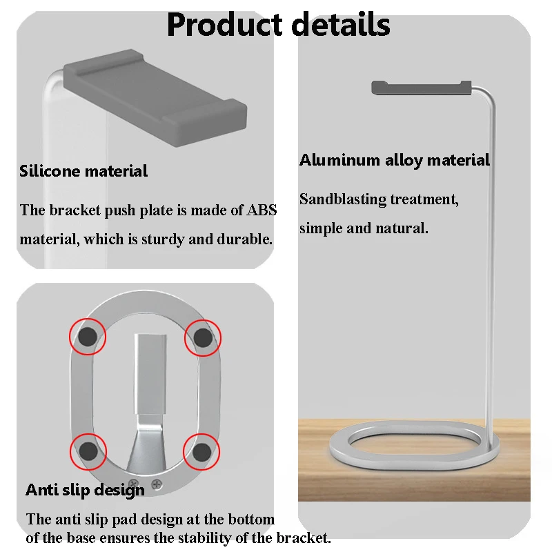 Universal Headphones Stand Aluminum Alloy+Silicone Gaming Headset Bracket Desktop Display Shelf with Anti-slip Base Space Saving