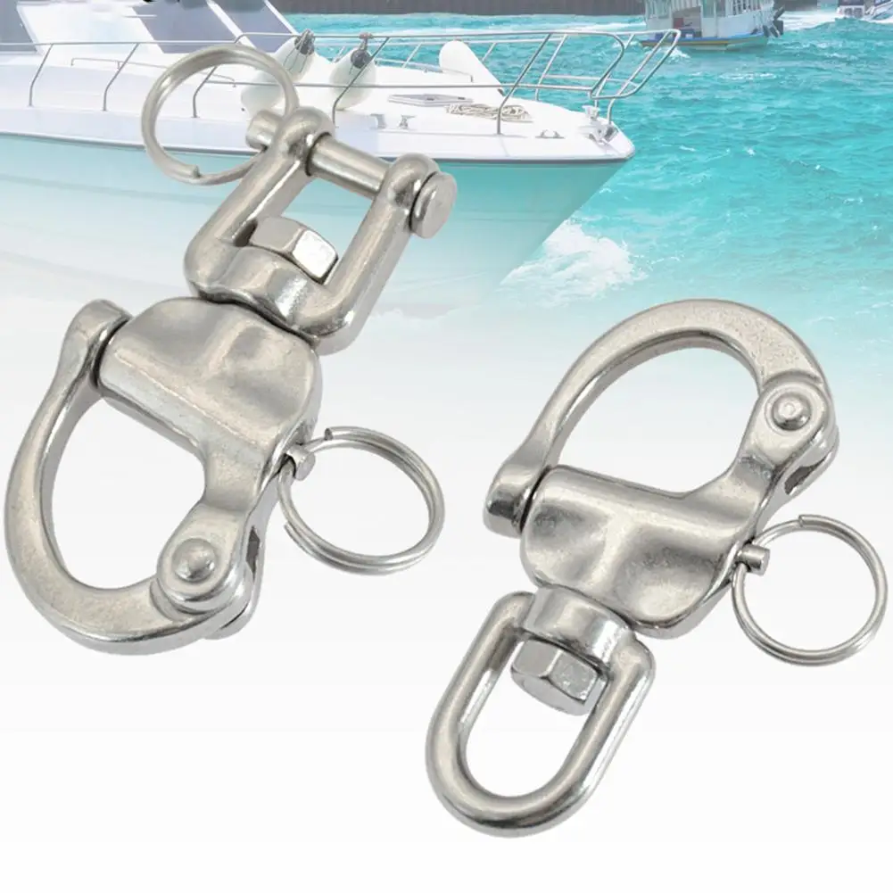 70mm Swivel Shackle 360 Degrees Rotatable 316 Stainless Steel Quick Release Snap Hook Sailing Rigging Shackle Marine Accessories