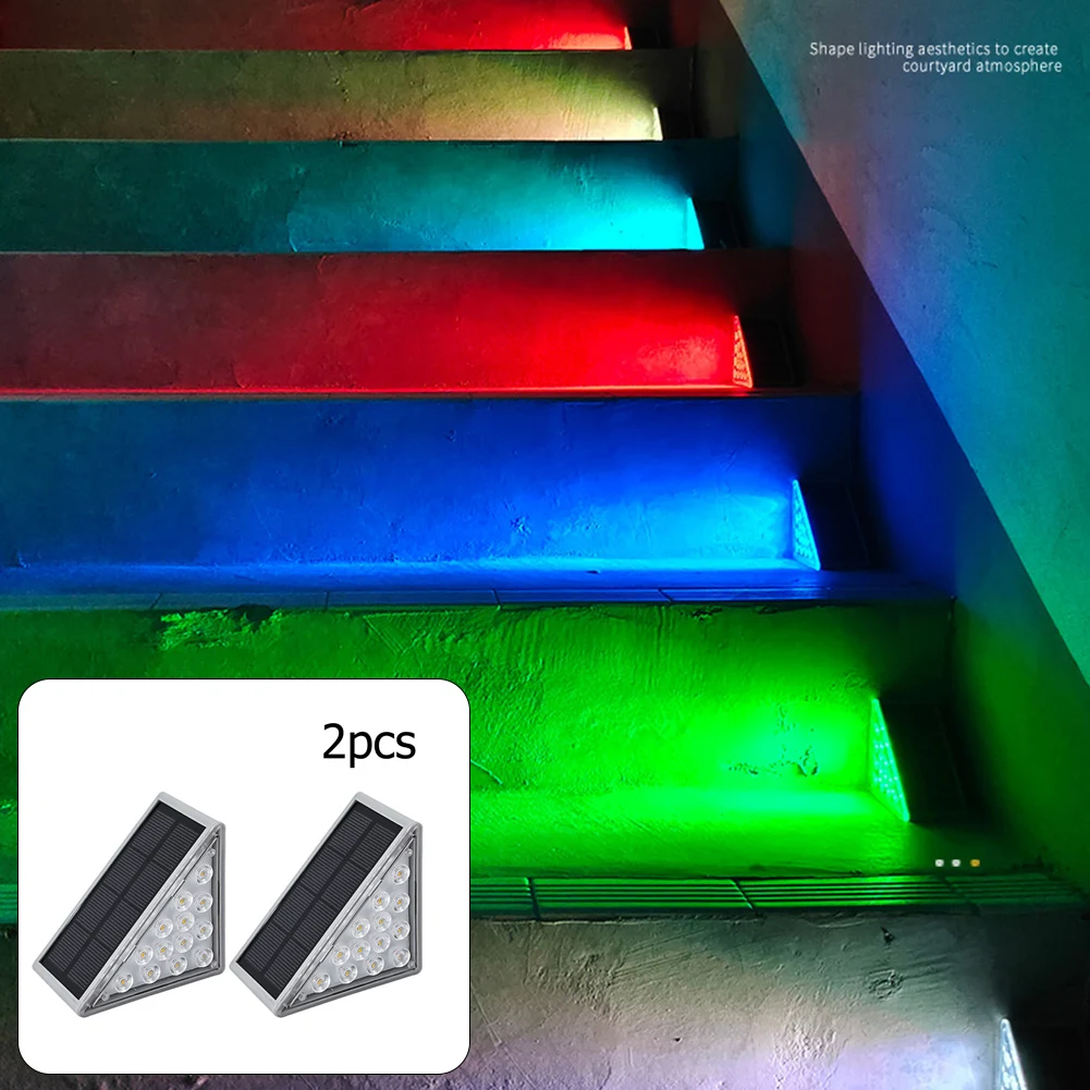 2pc Solar Step Lamp Super Bright IP67 Waterproof Stair Light Decor