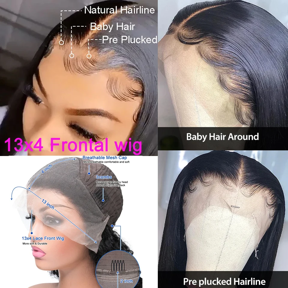 13x4 Lace Front Perücke Knochengerade 13x4 Transparente brasilianische 28 30 32 Zoll Echthaarperücken für schwarze Frauen 3 Tage Lieferung Frankreich – Detail 6