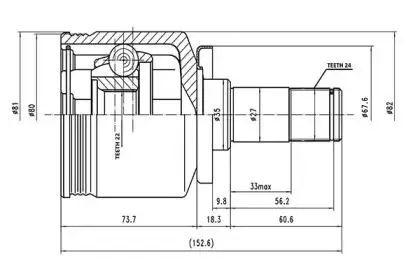 шрус volkswagen polo чертеж. шрус febest арт. шрус внутренний размеры. Flo auto mechanics cv008. внутренний шрус ваз 2121 чертеж.