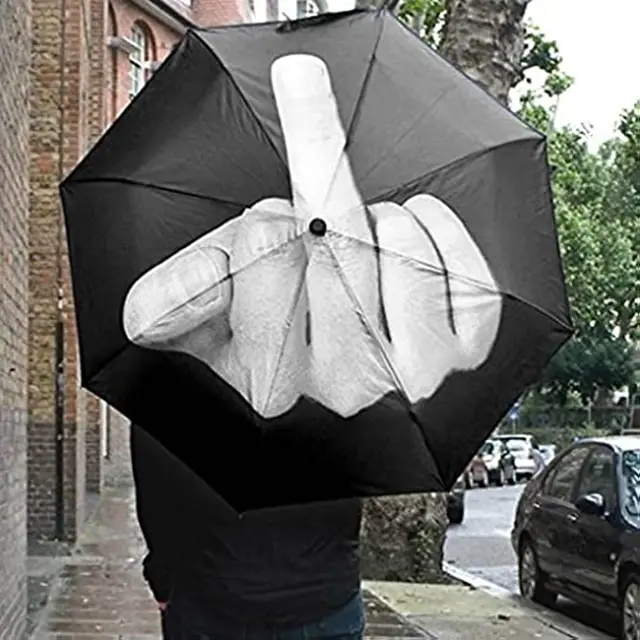 Vicces Összecsukható Esernyők, Kreatív Minta Esernyő, Középső Ujj Nyomtatott Könnyű Utazási Eső Esernyő - Image 3