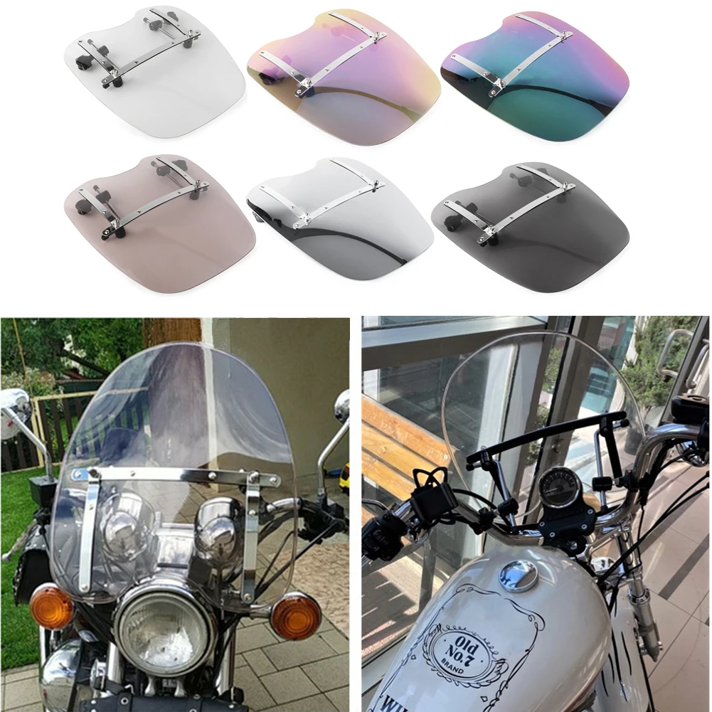 Moto Windshield Screen Universal For Harley Davidson 7/8"&1" Handlebar