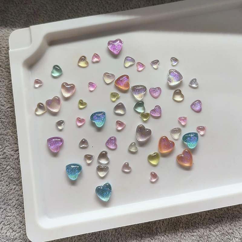 

Strobe Heart Mixed Multicolour Nail Art Decoration Super Shiny Resin Flat Back Mixed Size Manicure DIY Accessories 100/300pcs