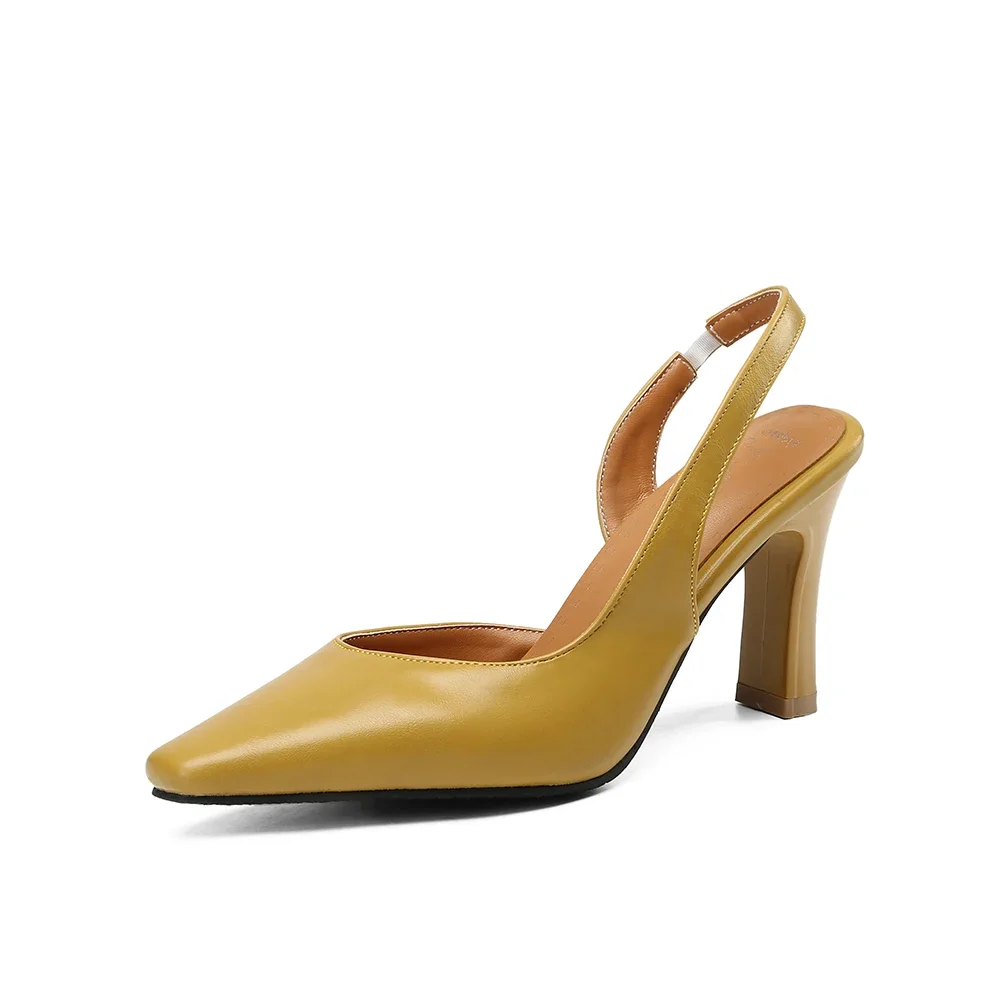 New Summer Beige Yellow Classic Women Slingback Sandals Sexy High Heels Office Lady Shoes Plus Big Small Size 32 43 46