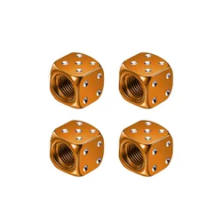 Set of 4 Premium Aluminum Dice Tire Valve Caps - Universal Dust Covers (YELLOW)
