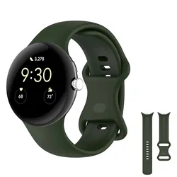 Enhanced Silicone Sport Watch Strap - Replacement Band Accessory for Pixel Watch (Official Green)