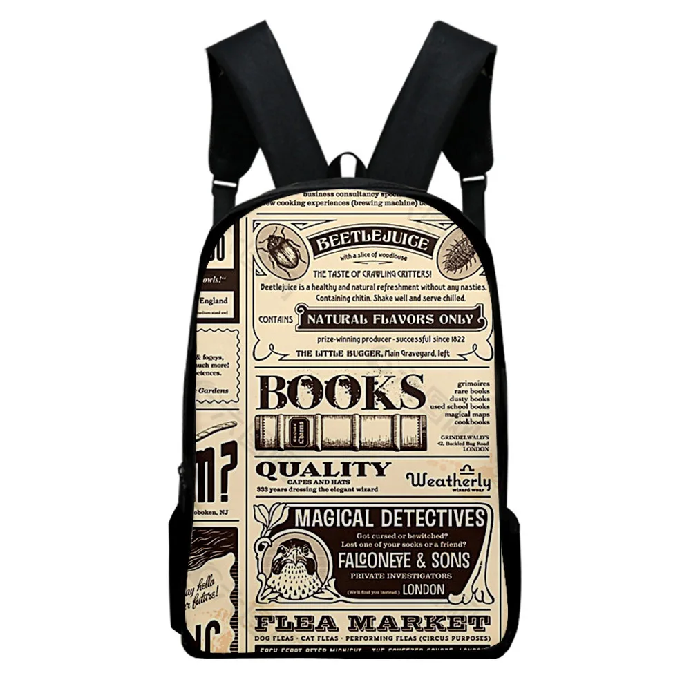 

Classic Novelty old newspaper Notebook Backpacks pupil School Bags 3D Print Oxford Waterproof Boys/Girls Laptop Backpacks