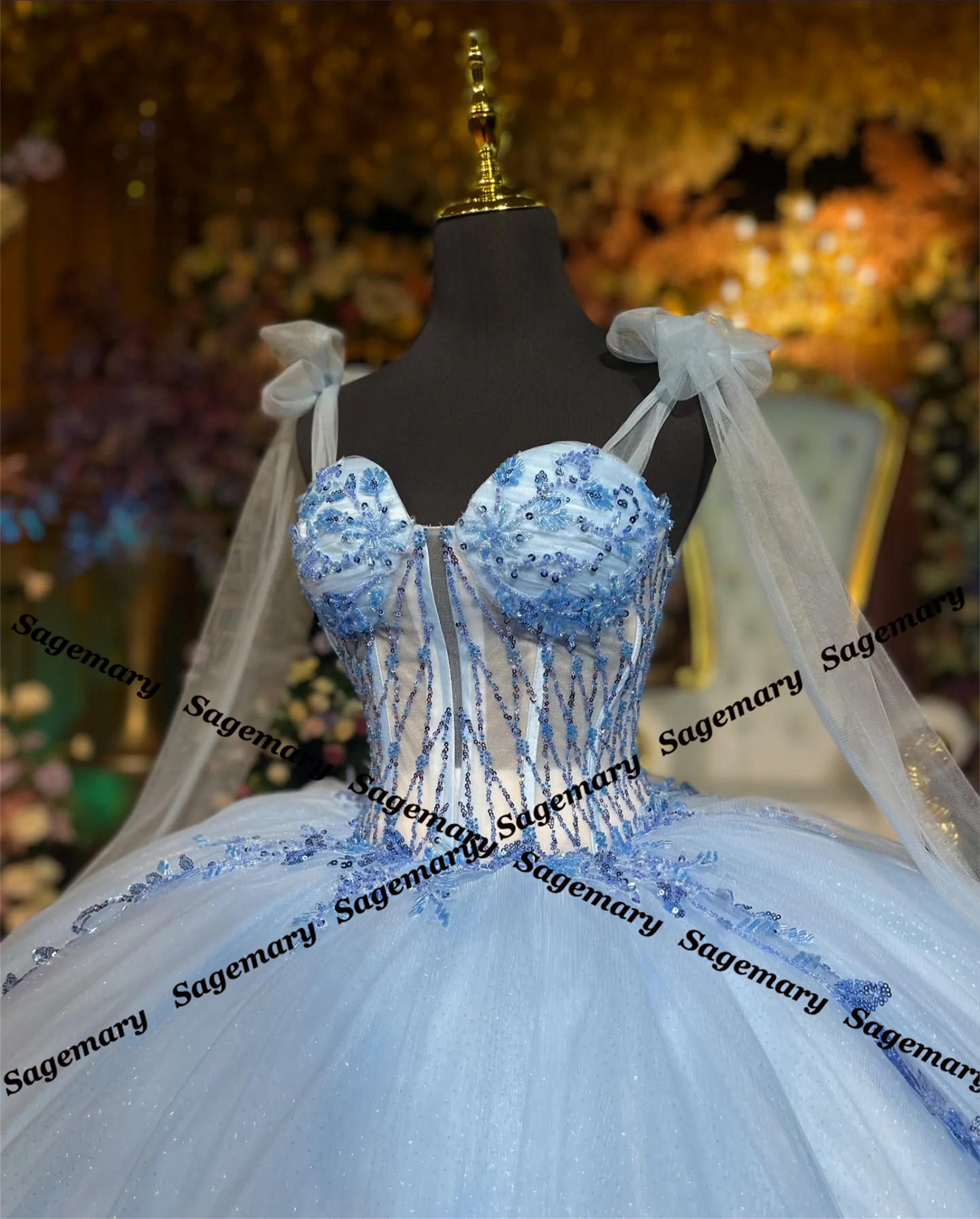 Quinceanera Dresses Sequined Beads Sleeveless Sweetheart Appliques Customized